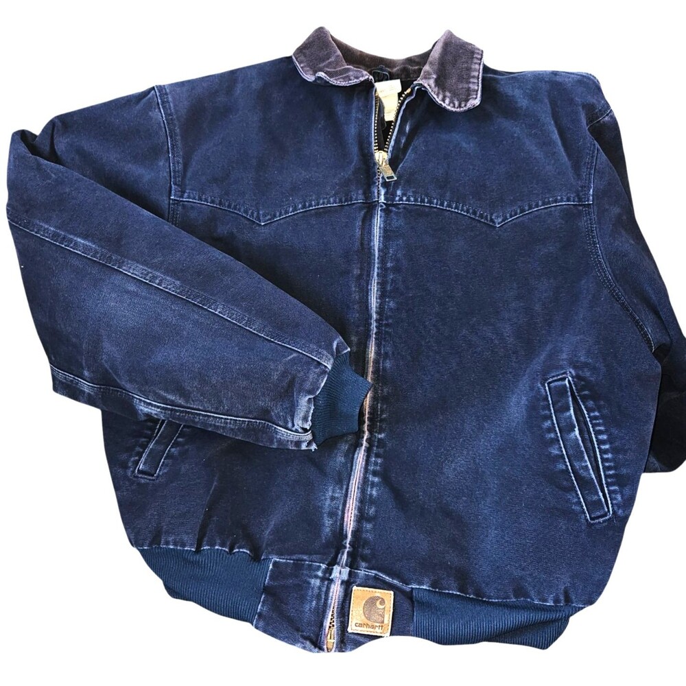 Carhartt Jacket Santa Fe J14MDT Midnight Blue Size XL Distressed Vintage Fade - Picture 4 of 16